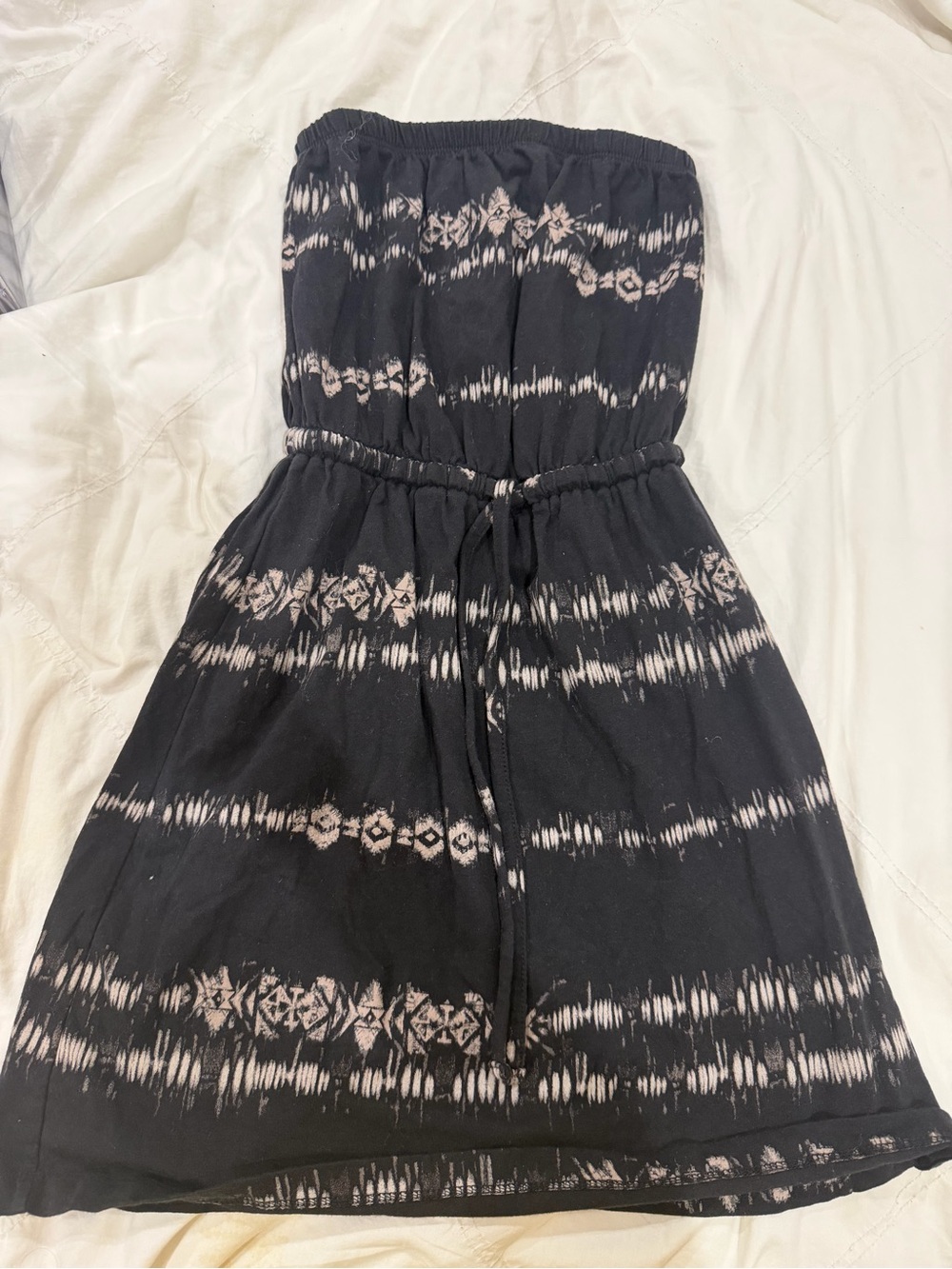 Y2K Mossimo Strapless Tie-Dye Black Sundress with Bleach Detail